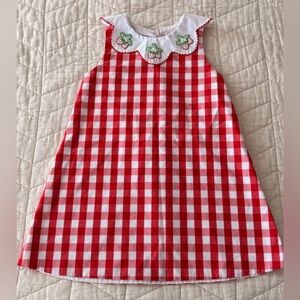 Red and White Checkered Dress with Strawberry Embroidery -  3t